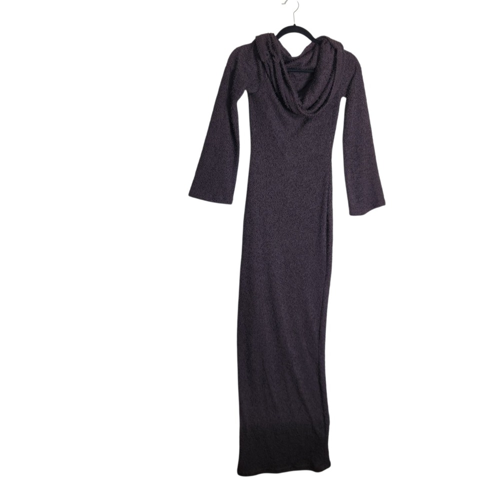 Musera Brown Boucle Knit Cowl Neck Bell Sleeve Maxi Dress Small